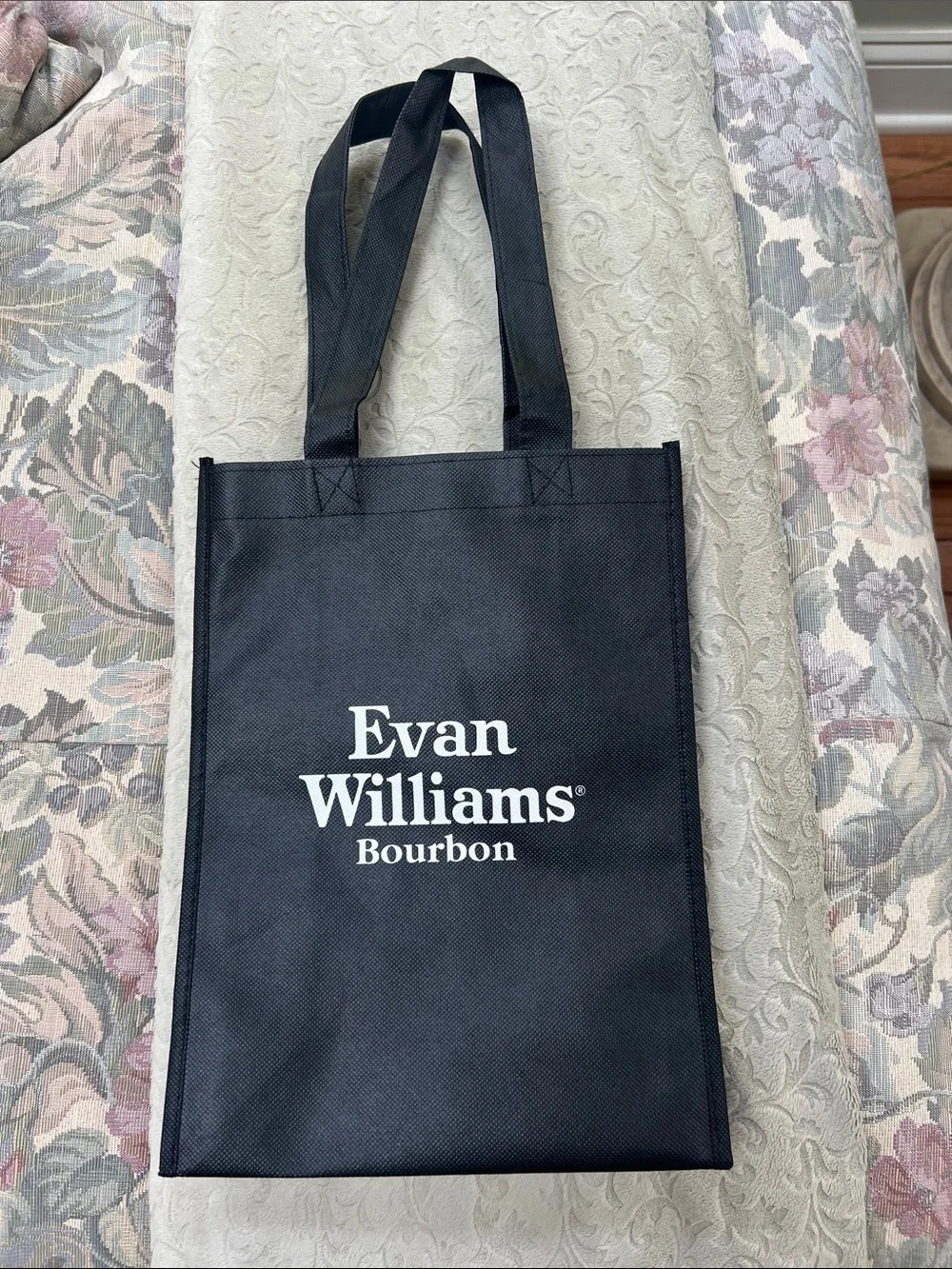 Evan Williams Bourbon Black Tote Bag - Details on both sides
